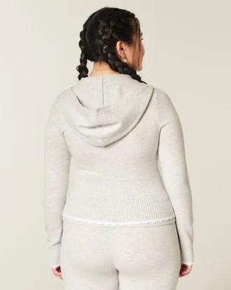 Gilly Hicks Sweatshirt mit Zip-Up-Kapuze und gewelltem Saum