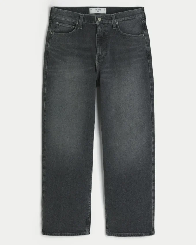 Graue Baggy-Jeans