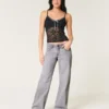 Graue Baggy-Jeans mit niedriger Leibhöhe Graue Baggy-Jeans mit niedriger Leibhöhe