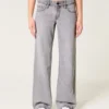 Graue Baggy-Jeans mit niedriger Leibhöhe Graue Baggy-Jeans mit niedriger Leibhöhe