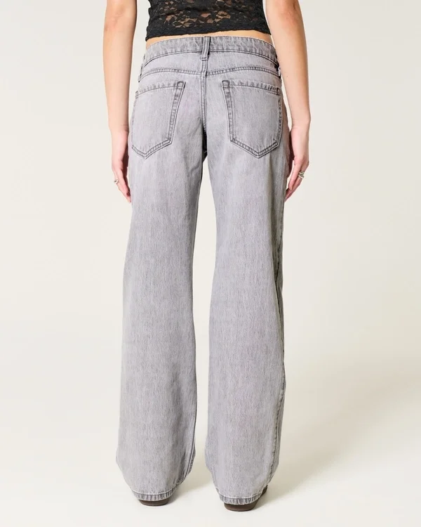 Graue Baggy-Jeans mit niedriger Leibhöhe Graue Baggy-Jeans mit niedriger Leibhöhe