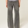 Graue Baggy-Jeans mit niedriger Leibhöhe