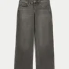 Graue Baggy-Jeans mit niedriger Leibhöhe