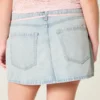 Hellblau gewaschene Mini-Skort aus Denim mit Schnürung Hellblau gewaschene Mini-Skort aus Denim mit Schnürung