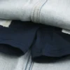 Hellblau gewaschene Mini-Skort aus Denim mit Schnürung Hellblau gewaschene Mini-Skort aus Denim mit Schnürung