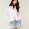 Hellblau gewaschene Mini-Skort mit Nieten