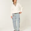 Hellblaue Baggy-Cargohose