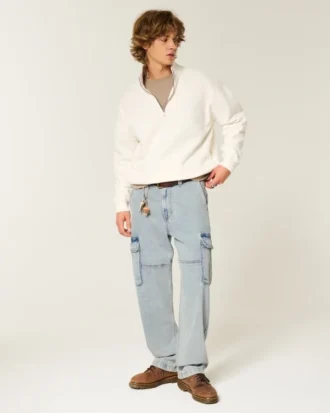Hellblaue Baggy-Cargohose