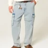 Hellblaue Baggy-Cargohose