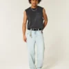 Hellblaue Skater-Baggy-Jeans mit Spielkartengrafik Hellblaue Skater-Baggy-Jeans mit Spielkartengrafik