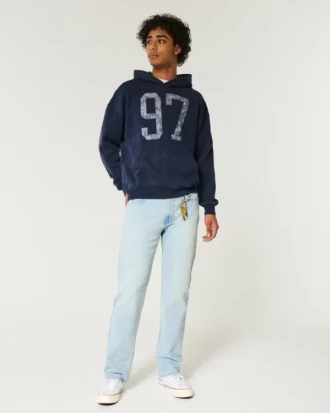 Hellblaue Straight-Jeans