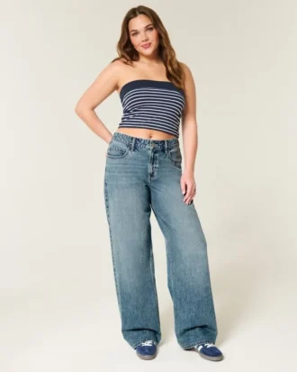 Hoch geschnittene Baggy-Jeans