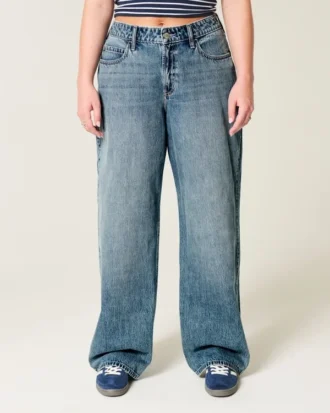 Hoch geschnittene Baggy-Jeans