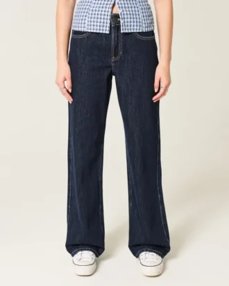 Hoch geschnittene Baggy-Jeans