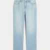 Hoch geschnittene, hell gewaschene Straight-Jeans Hoch geschnittene, hell gewaschene Straight-Jeans