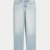 Hoch geschnittene, hell gewaschene Straight-Jeans Hoch geschnittene, hell gewaschene Straight-Jeans