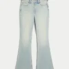 Hoch geschnittene, hellblaue Star Pocket Flare Jeans Hoch geschnittene, hellblaue Star Pocket Flare Jeans