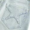Hoch geschnittene, hellblaue Star Pocket Flare Jeans Hoch geschnittene, hellblaue Star Pocket Flare Jeans