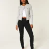 Hoch geschnittene schwarze Jeans-Leggings Hoch geschnittene schwarze Jeans-Leggings