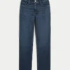 Hoch geschnittene Straight-Jeans in dunkler Waschung