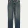 Hoch geschnittene Straight-Jeans in dunkler Waschung Hoch geschnittene Straight-Jeans in dunkler Waschung