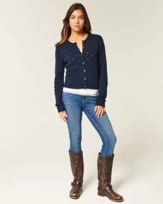Hoch geschnittene Super-Skinny-Jeans in dunkler Waschung Hoch geschnittene Super-Skinny-Jeans in dunkler Waschung