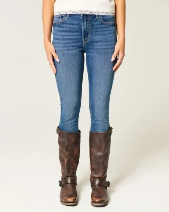 Hoch geschnittene Super-Skinny-Jeans in dunkler Waschung Hoch geschnittene Super-Skinny-Jeans in dunkler Waschung
