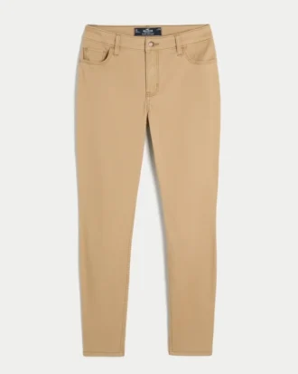 Hoch geschnittene Super-Skinny-Jeans in Khaki