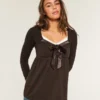Holiday Vault Release Easy Satin Tie-Front Knit Babydoll Top Holiday Vault Release Easy Satin Tie-Front Knit Babydoll Top