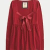 Holiday Vault Release Easy Satin Tie-Front Knit Babydoll Top Holiday Vault Release Easy Satin Tie-Front Knit Babydoll Top