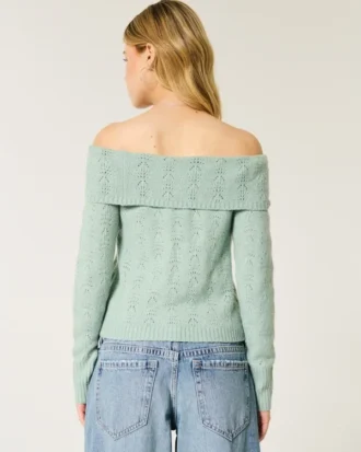 Hollister Bequemer Cloud Stitchy Off-Shoulder-Pullover