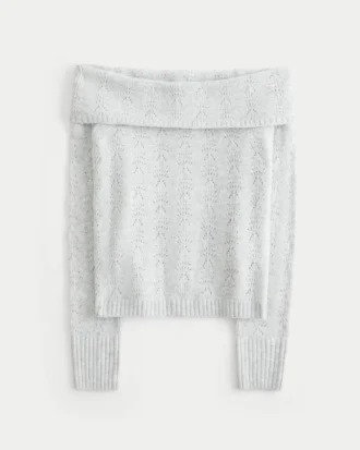 Hollister Bequemer Cloud Stitchy Off-Shoulder-Pullover