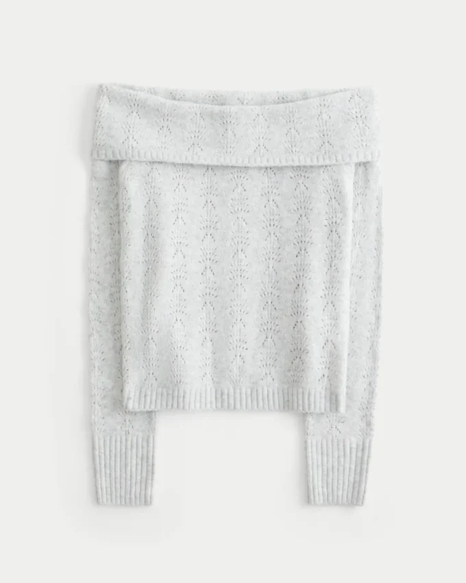 Hollister Bequemer Cloud Stitchy Off-Shoulder-Pullover