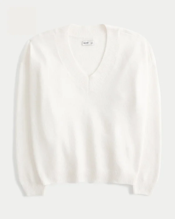 Hollister Comfy Cloud Oversized-Pullover mit V-Ausschnitt Hollister Comfy Cloud Oversized-Pullover mit V-Ausschnitt
