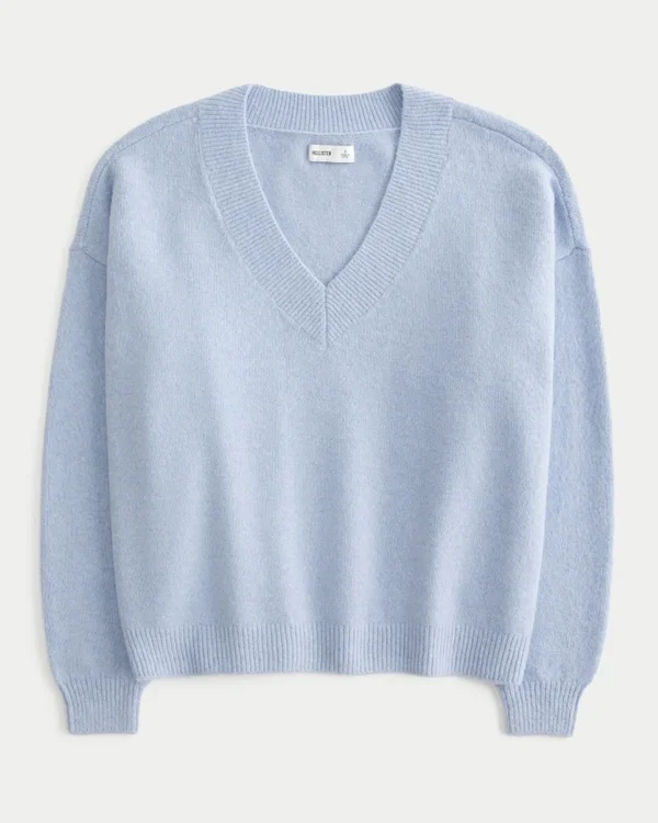 Hollister Comfy Cloud Oversized-Pullover mit V-Ausschnitt Hollister Comfy Cloud Oversized-Pullover mit V-Ausschnitt