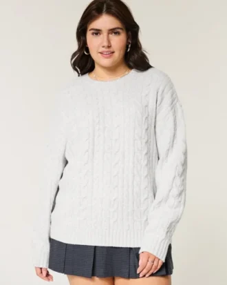 Hollister Comfy Cloud Strickpullover mit Zopfmuster