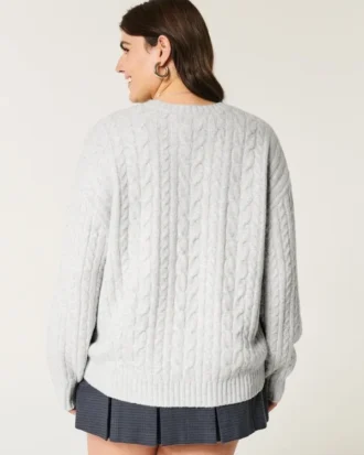Hollister Comfy Cloud Strickpullover mit Zopfmuster