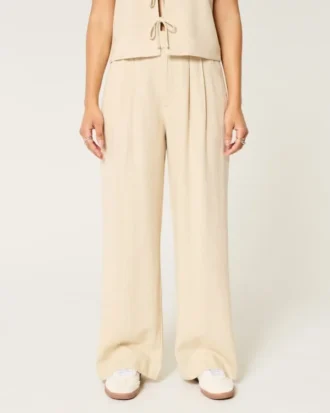 Hollister Livvy Ultra High-Rise Hose aus Leinenmischung mit weitem Bein