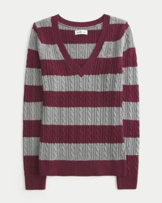 Ikonischer Pullover mit V-Ausschnitt und Zopfmuster