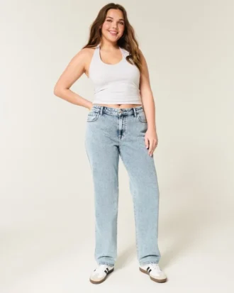 Jeans mit hoher Taille und mittlerer Waschung