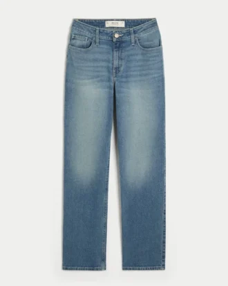 Jeans mit hoher Taille und mittlerer Waschung