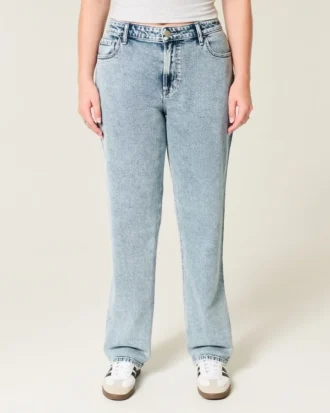 Jeans mit hoher Taille und mittlerer Waschung