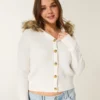 Kapuzencardigan mit Kunstfellbesatz Kapuzencardigan mit Kunstfellbesatz