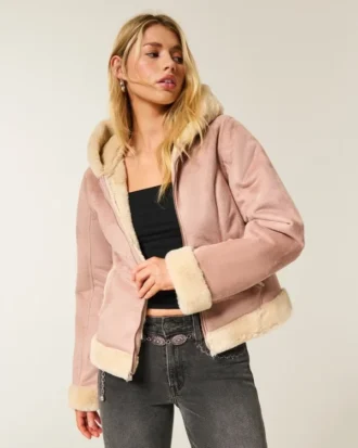 Kapuzenjacke aus Kunstfell mit Kunstfellfutter