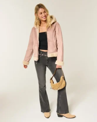 Kapuzenjacke aus Kunstfell mit Kunstfellfutter