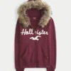 Kapuzenjacke mit Kunstfellbesatz und Logo-Grafik Kapuzenjacke mit Kunstfellbesatz und Logo-Grafik