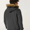 Kapuzenjacke mit Kunstfellbesatz und Reißverschluss, Big Sur-Grafik