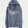 Kapuzenjacke mit Waffelfutter und Reißverschluss Logo-Grafik-Kapuzenjacke Kapuzenjacke mit Waffelfutter und Reißverschluss Logo-Grafik-Kapuzenjacke