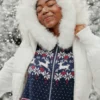 Kapuzenpullover mit Kunstfellbesatz und Fair-Isle-Muster Kapuzenpullover mit Kunstfellbesatz und Fair-Isle-Muster
