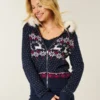 Kapuzenpullover mit Kunstfellbesatz und Fair-Isle-Muster Kapuzenpullover mit Kunstfellbesatz und Fair-Isle-Muster